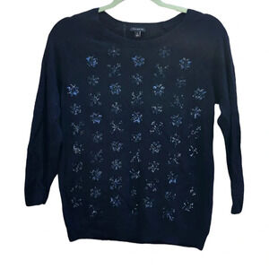 TALBOTS SEQUIN SNOWFLAKE WOOL SWEATER
